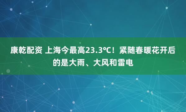 康乾配资 上海今最高23.3℃！紧随春暖花开后的是大雨、大风和雷电
